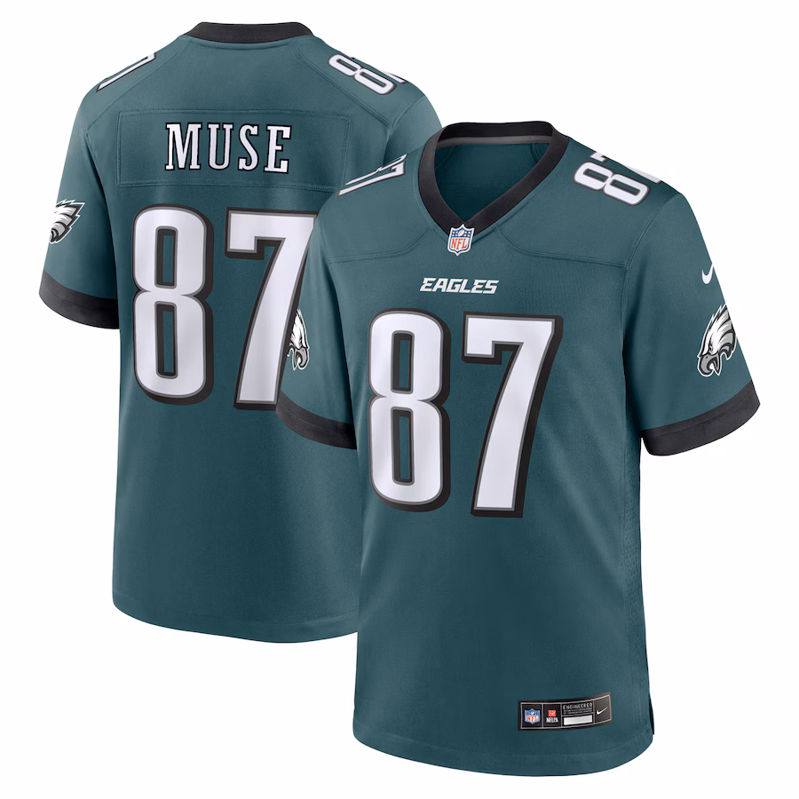 Men's Philadelphia Eagles Nick Muse Nike Midnight Green Team Game Jersey - ujerseystore