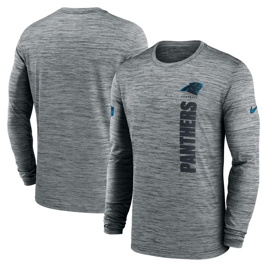 Men's Carolina Panthers Nike Gray 2024 Sideline Velocity Performance Long Sleeve T-Shirt - ujerseystore
