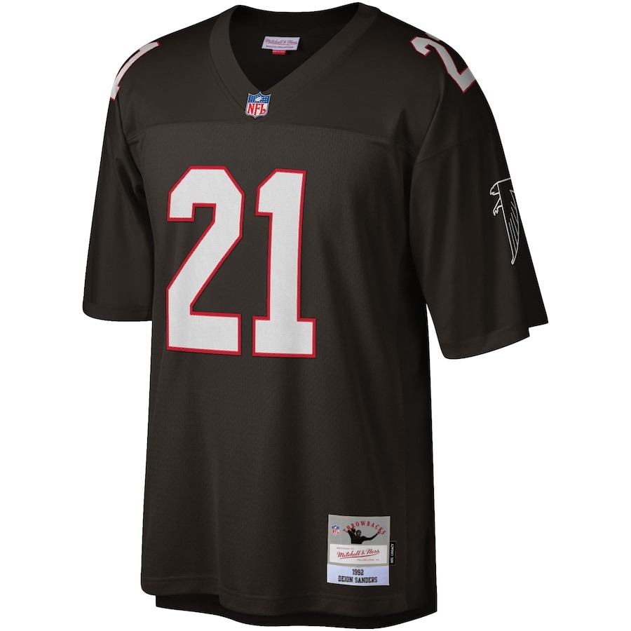 Men's Atlanta Falcons Deion Sanders Mitchell & Ness Black Legacy Replica Jersey - ujerseystore