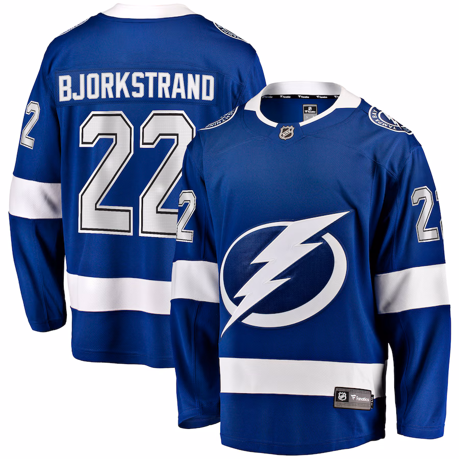 Men's Tampa Bay Lightning Oliver Bjorkstrand Fanatics Blue Home Breakaway Jersey - ujerseystore