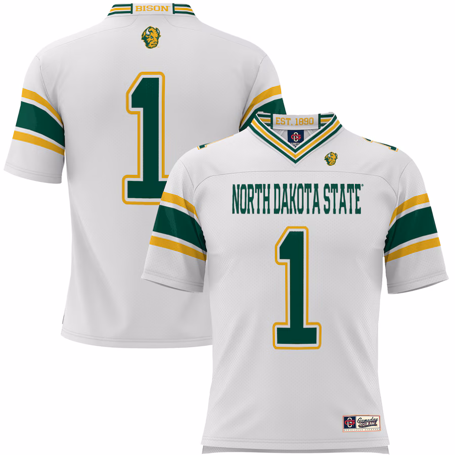 #1 NDSU Bison GameDay Greats Endzone Football Jersey - White - ujerseystore