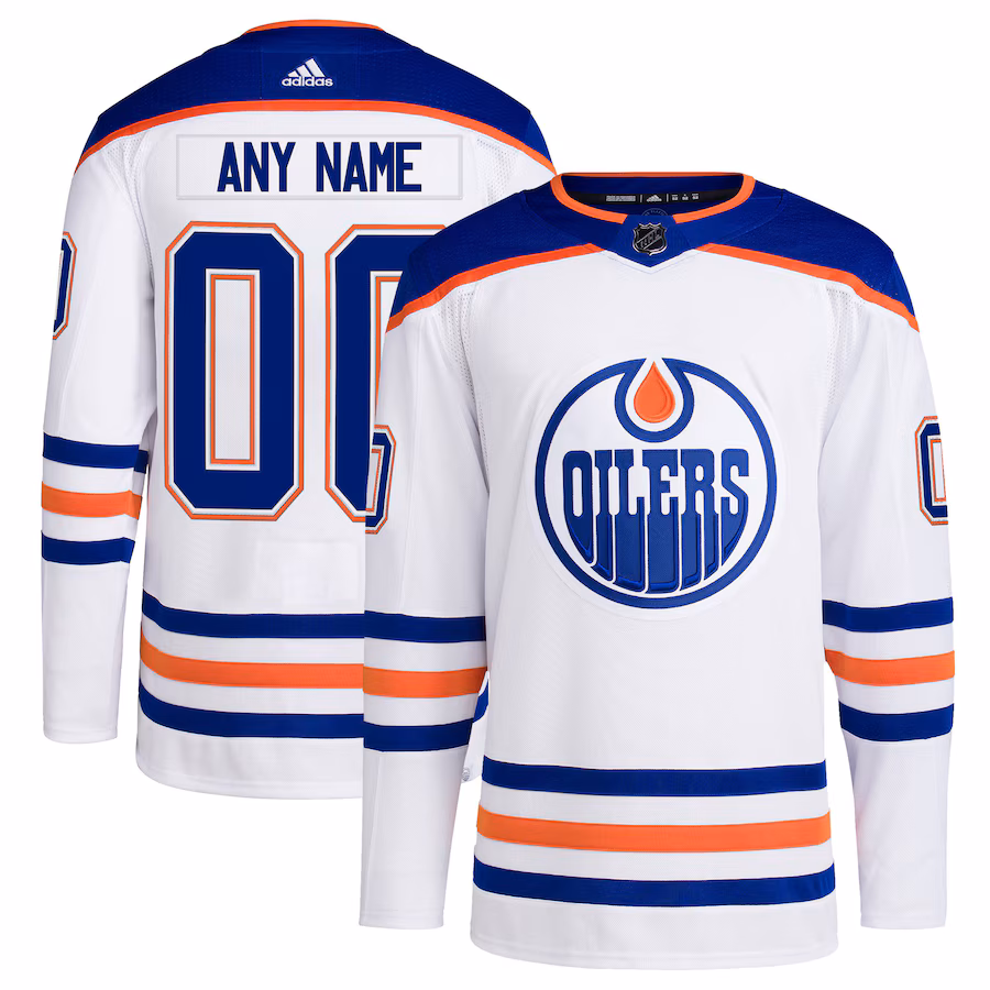 Men's Edmonton Oilers adidas White Away Primegreen Authentic Custom Jersey - ujerseystore
