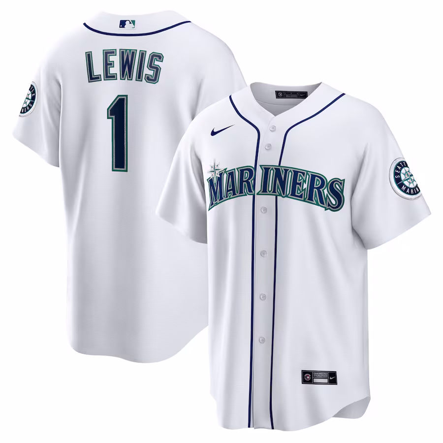 Men's Seattle Mariners Kyle Lewis Nike White Replica Player Name Jersey - ujerseystore
