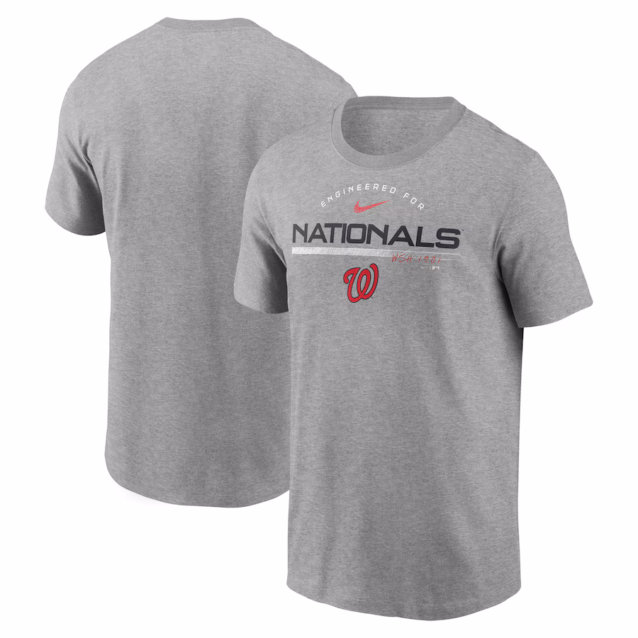 Men's Washington Nationals Nike Heather Gray Team Engineered Performance T-Shirt - ujerseystore