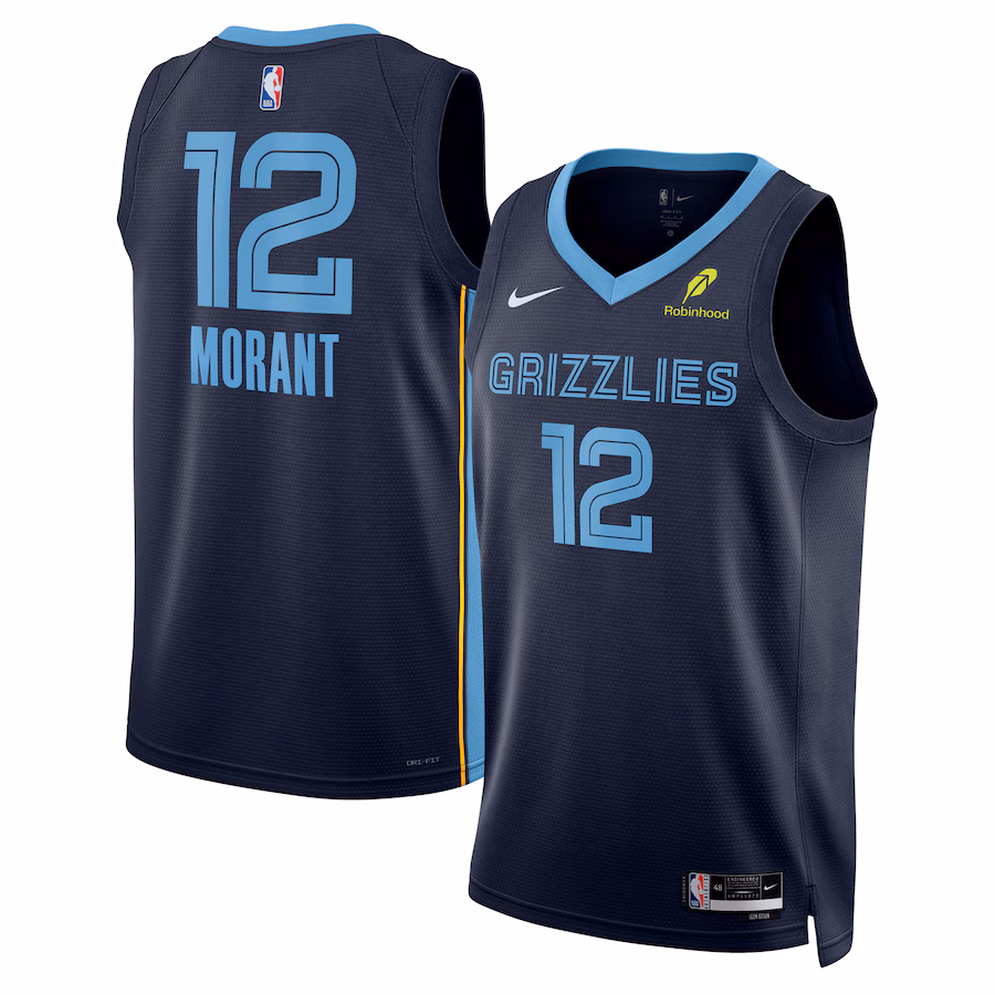 Unisex Memphis Grizzlies Ja Morant Nike Navy Swingman Badge Player Jersey - Icon Edition - ujerseystore
