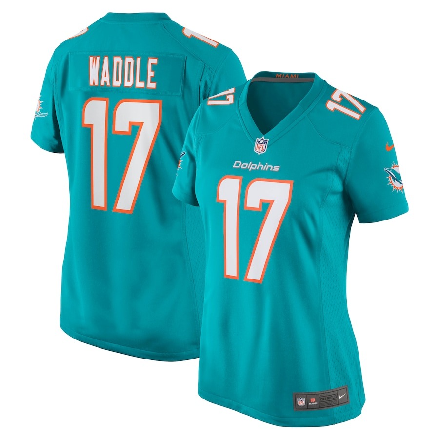 Women's Miami Dolphins Jaylen Waddle Nike Aqua Game Player Jersey - ujerseystore