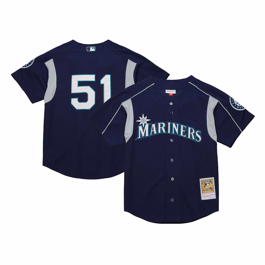 Men's Seattle Mariners Ichiro Suzuki Mitchell & Ness Navy Cooperstown Collection Batting Practice Jersey - ujerseystore