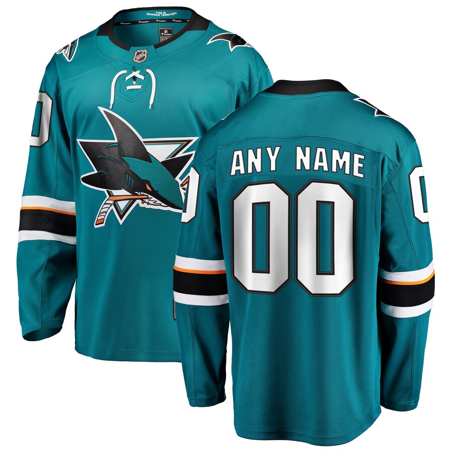 Men's San Jose Sharks Fanatics Branded Teal 2021/22 Home Breakaway Custom Jersey - ujerseystore