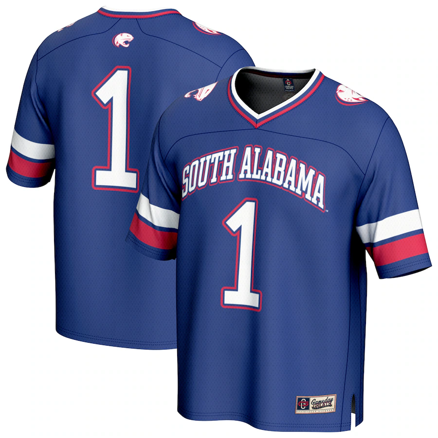 Unisex GameDay Greats #1 Blue South Alabama Jaguars Collegiate Football Fashion Jersey - ujerseystore