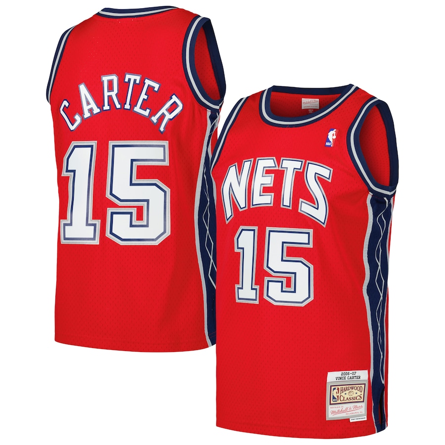 Men's New Jersey Nets Vince Carter Mitchell & Ness Red 2006/07 Hardwood Classics Swingman Jersey - ujerseystore