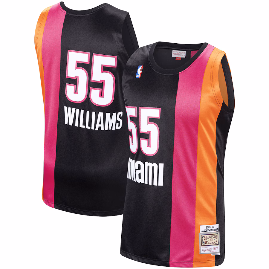 Men's Miami Heat Jason Williams Mitchell & Ness Black 2005/06 Hardwood Classics Swingman Jersey - ujerseystore