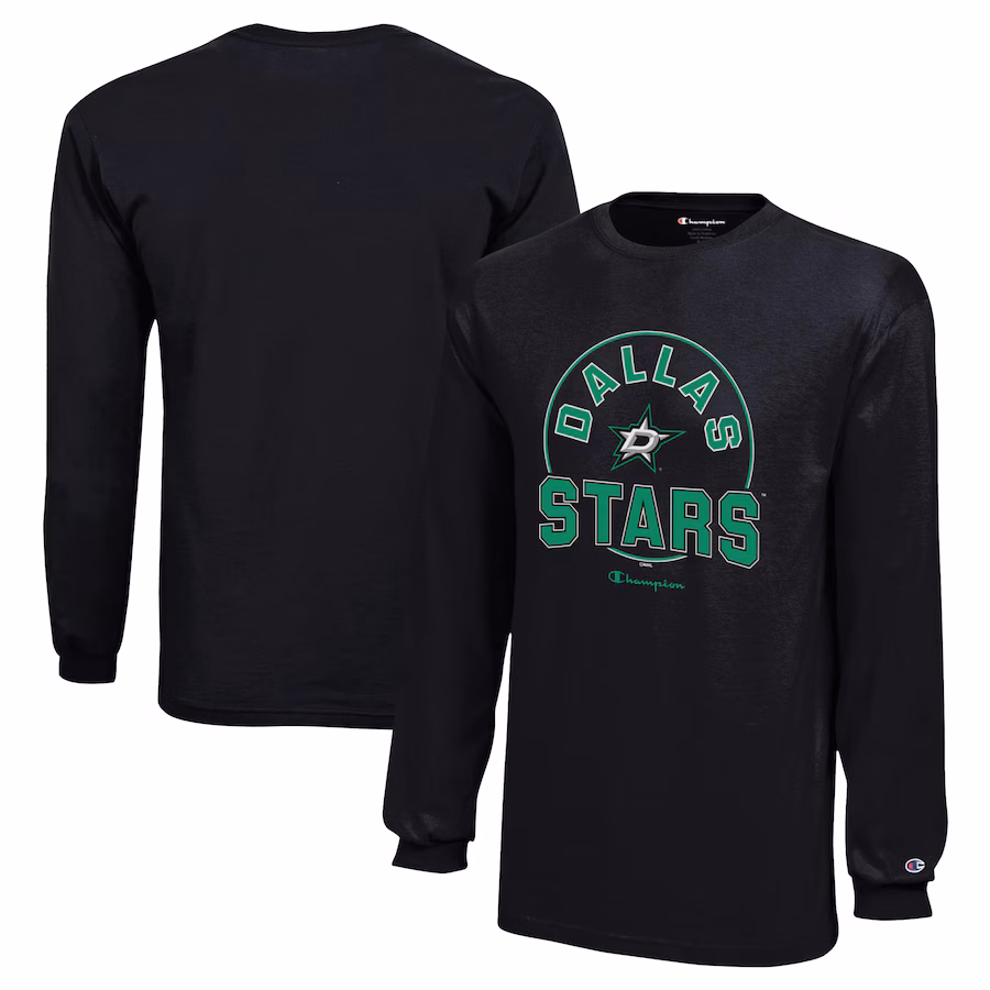 Youth Dallas Stars Champion Black Long-Sleeve Jersey T-Shirt - ujerseystore