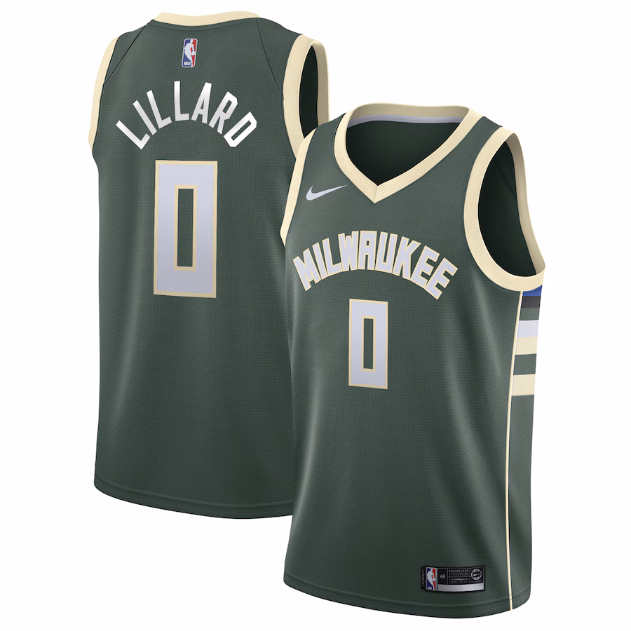 Unisex Milwaukee Bucks Damian Lillard Nike Hunter Green Swingman Player Jersey - Icon Edition - ujerseystore