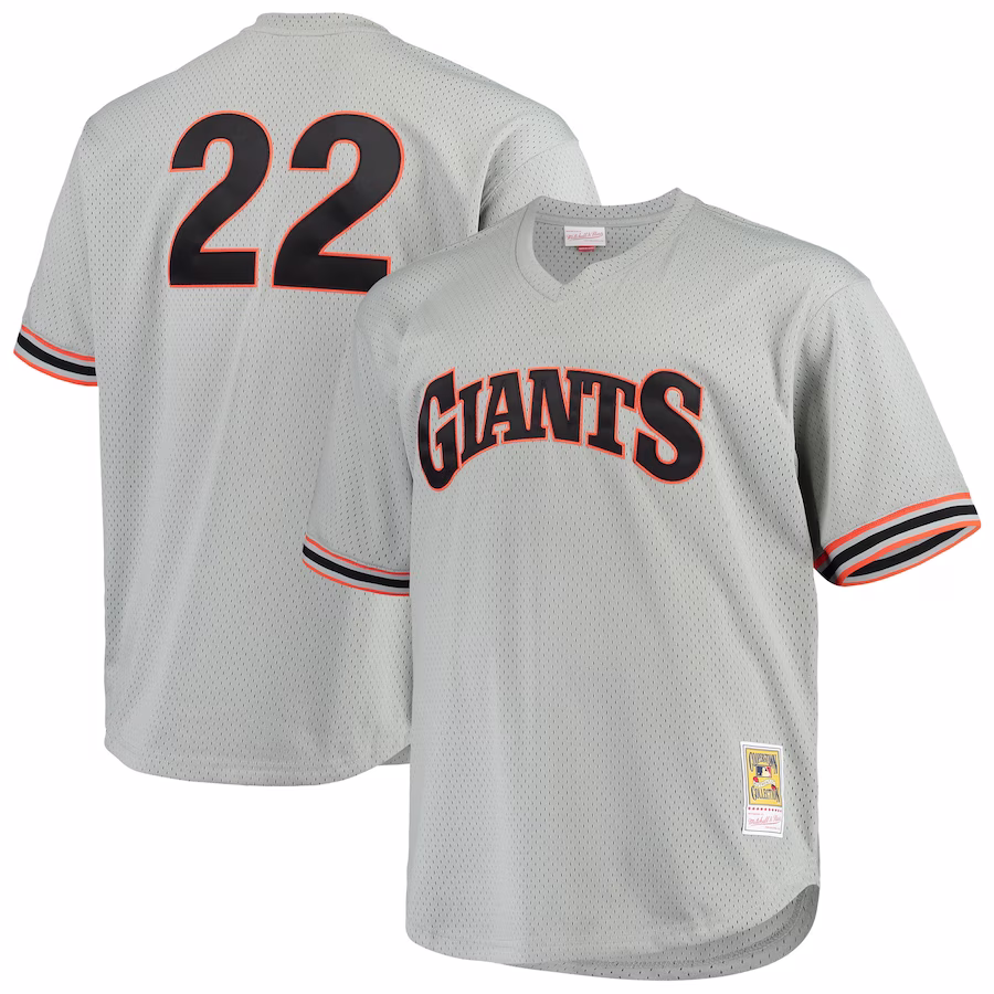 Men's San Francisco Giants Will Clark Mitchell & Ness Gray Big & Tall Cooperstown Collection Mesh Batting Practice Jersey - ujerseystore
