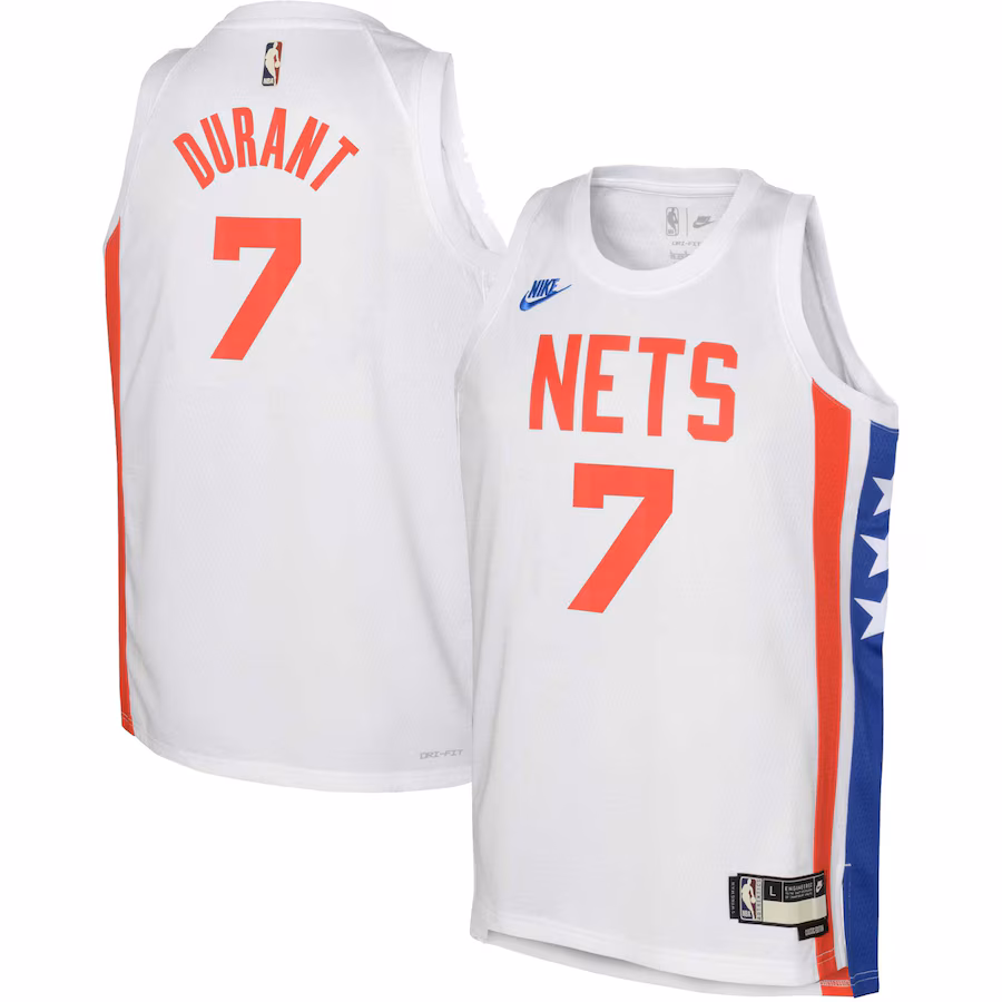 Youth Brooklyn Nets Kevin Durant Nike White 2022/23 Swingman Jersey - Classic Edition - ujerseystore