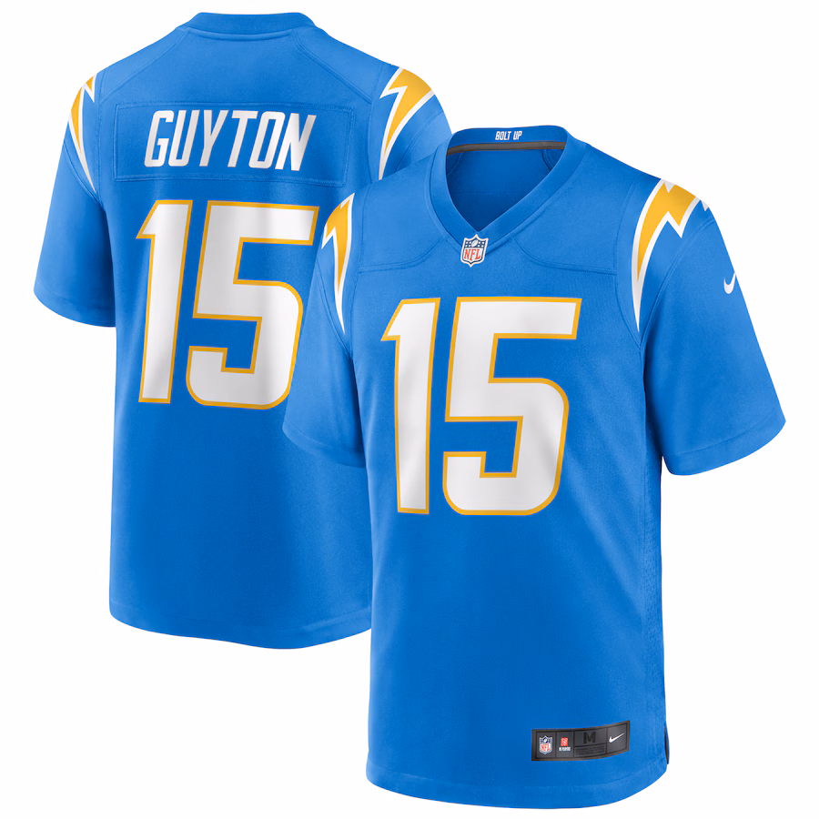 Men's Los Angeles Chargers Jalen Guyton Nike Powder Blue Game Player Jersey - ujerseystore