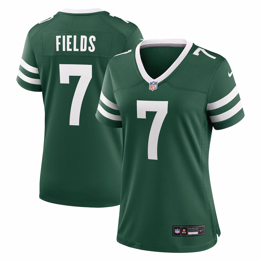 Women's New York Jets Justin Fields Nike Legacy Green Game Jersey - ujerseystore