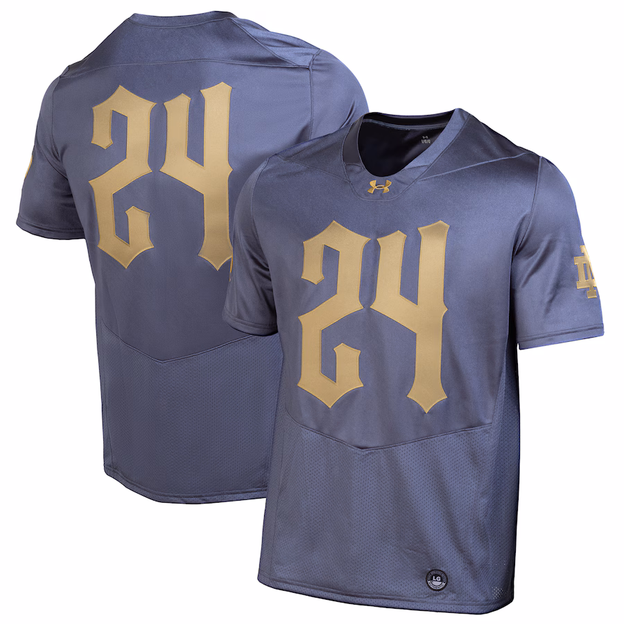 Men's Under Armour Navy Notre Dame Fighting Irish 2024 Shamrock Series Replica Jersey - ujerseystore