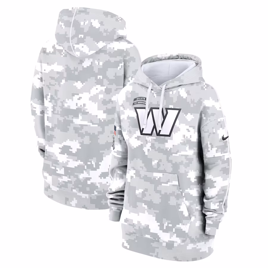 Women's Washington Commanders Nike Arctic Camo 2024 Salute To Service Club Fleece Pullover Hoodie - ujerseystore