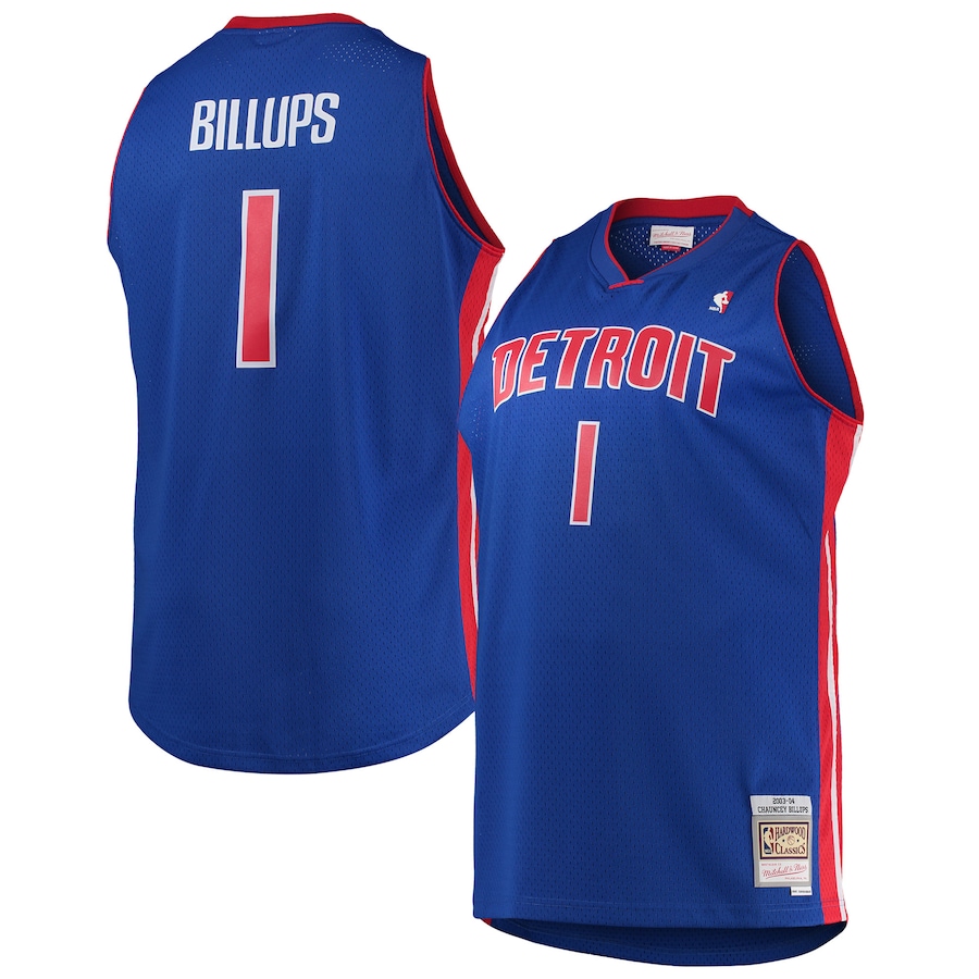 Men's Detroit Pistons Chauncey Billups Mitchell & Ness Blue 2003/04 Big & Tall Hardwood Classics Swingman Jersey - ujerseystore