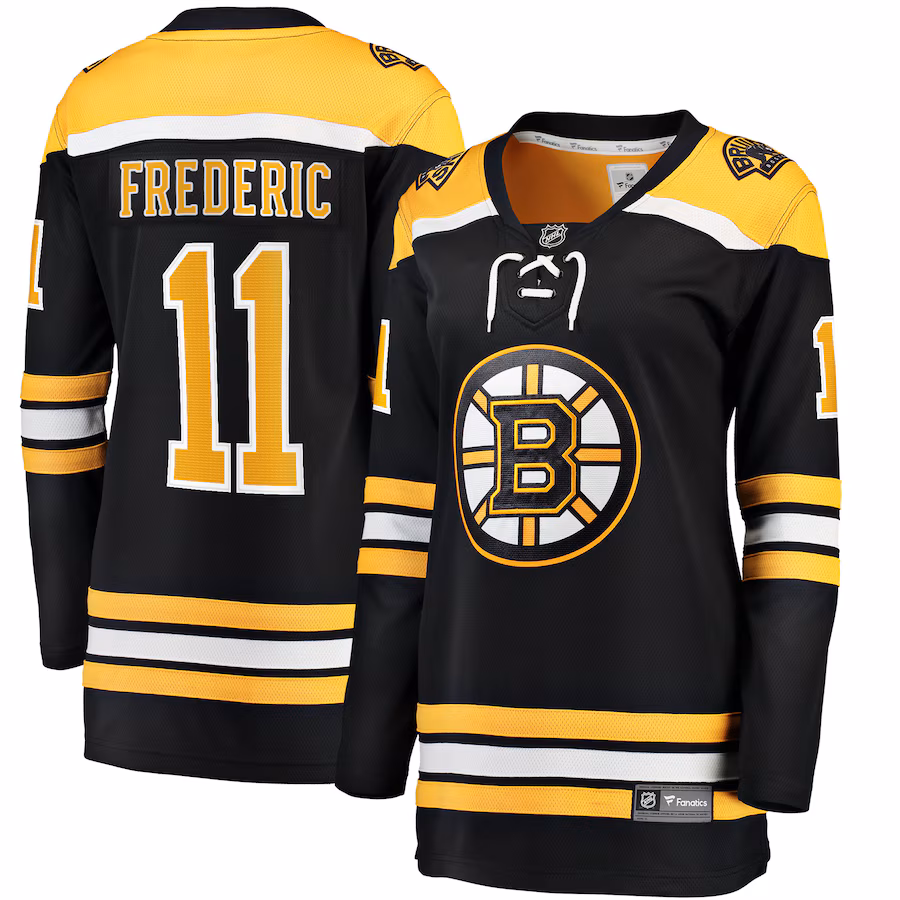 Women's Boston Bruins Trent Frederic Fanatics Black Home Breakaway Player Jersey - ujerseystore
