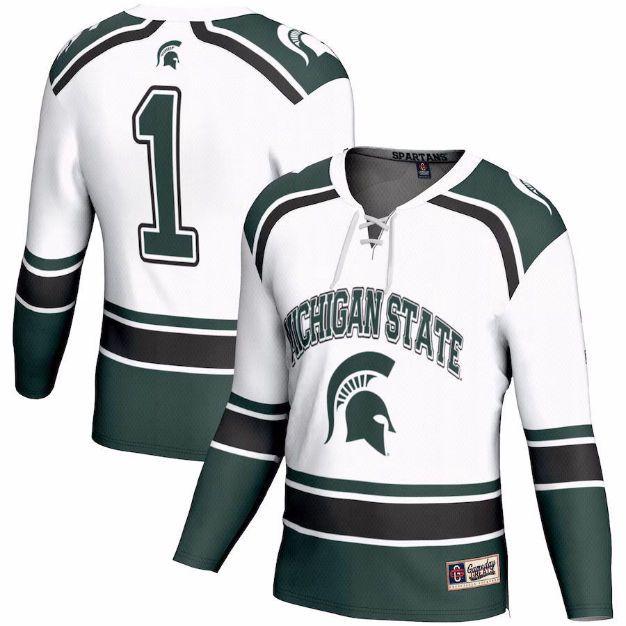 Youth GameDay Greats #1 White Michigan State Spartans Hockey Jersey - ujerseystore