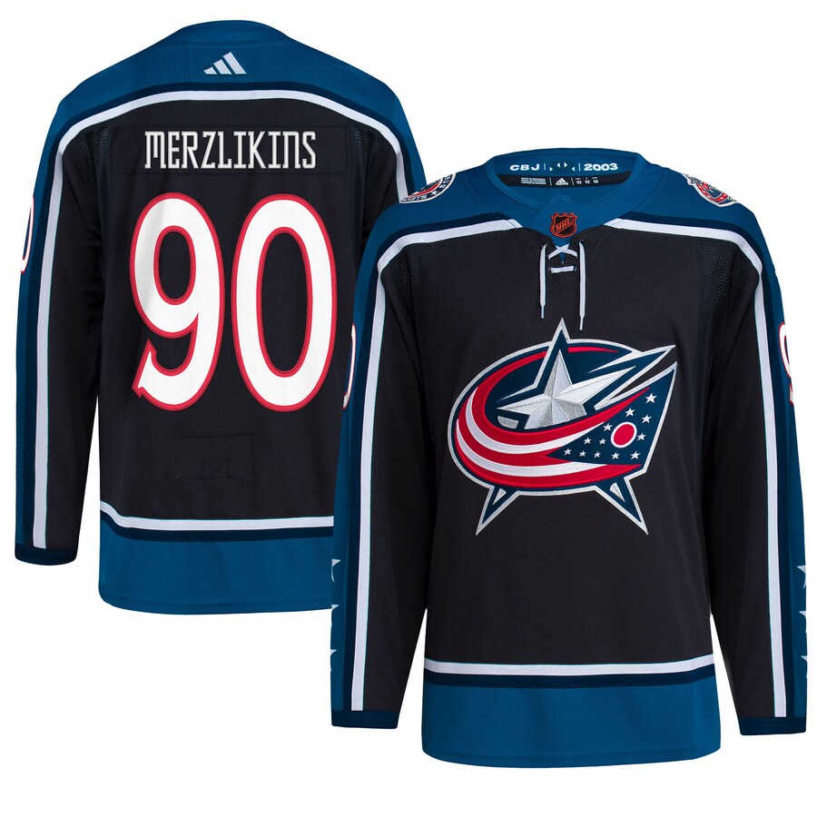 Men's Columbus Blue Jackets Elvis Merzlikins adidas Black Reverse Retro 2.0 Authentic Player Jersey - ujerseystore