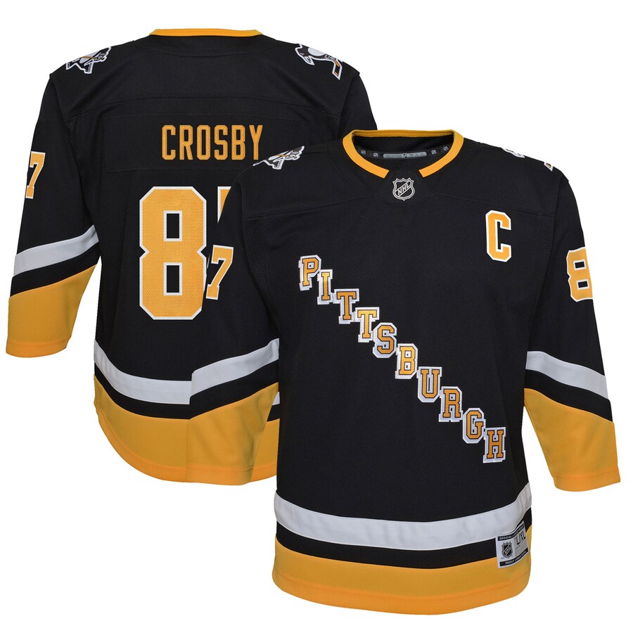 Youth Pittsburgh Penguins Sidney Crosby Black 2021/22 Alternate Premier Player Jersey - ujerseystore