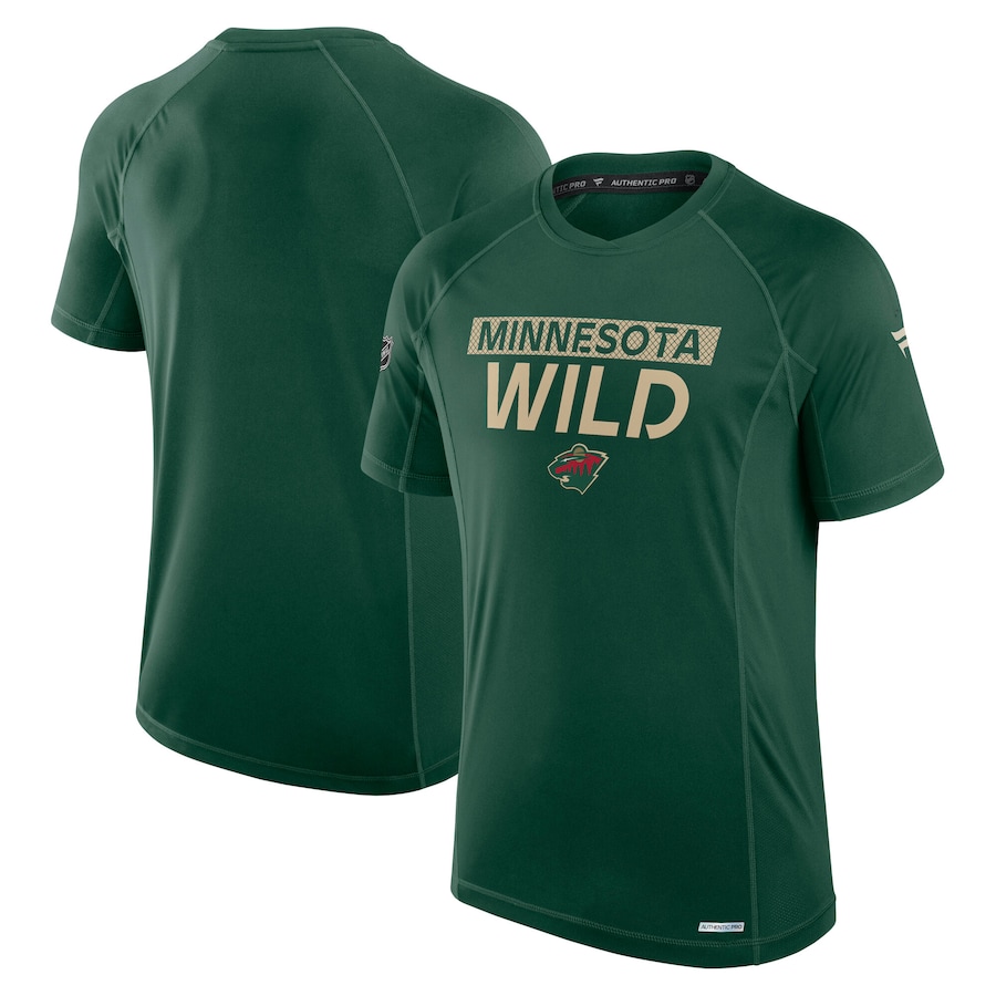 Men's Minnesota Wild Fanatics Green Authentic Pro Rink Tech T-Shirt - ujerseystore
