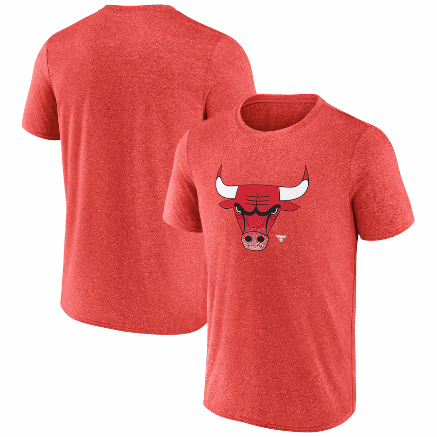Men's Chicago Bulls Fanatics Heather Red Iconic Overtime T-Shirt - ujerseystore