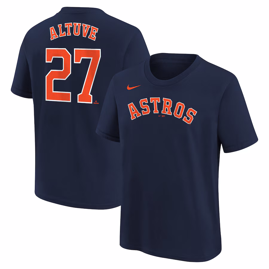 Youth Houston Astros Jose Altuve Nike Navy Home Player Name & Number T-Shirt - ujerseystore