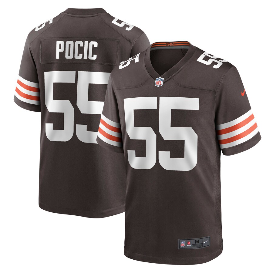 Men's Cleveland Browns Ethan Pocic Nike Brown Game Jersey - ujerseystore