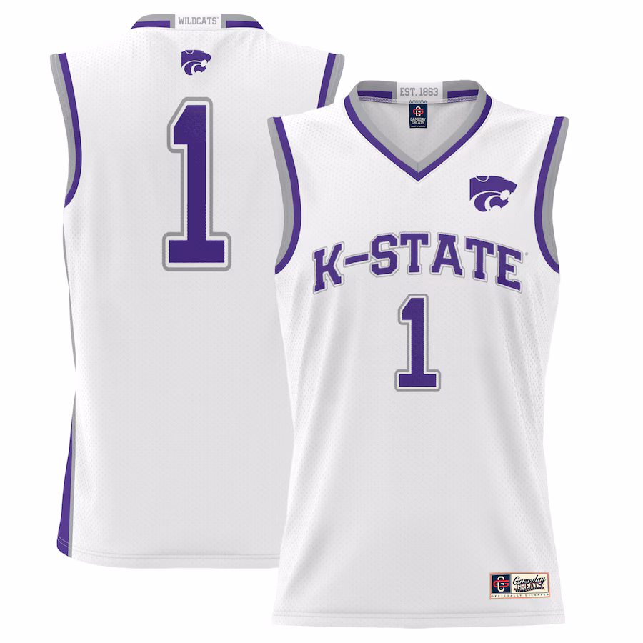 Youth GameDay Greats #1 White Kansas State Wildcats Lightweight Basketball Jersey - ujerseystore
