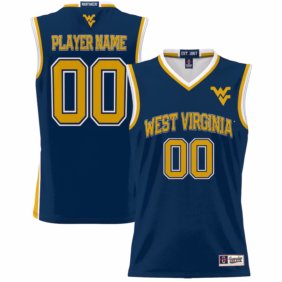 West Virginia Mountaineers GameDay Greats Youth NIL Pick-A-Player Lightweight Basketball Jersey - Navy - ujerseystore