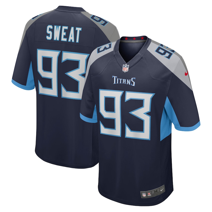 Men's Tennessee Titans T'Vondre Sweat Nike Navy Team Game Jersey - ujerseystore