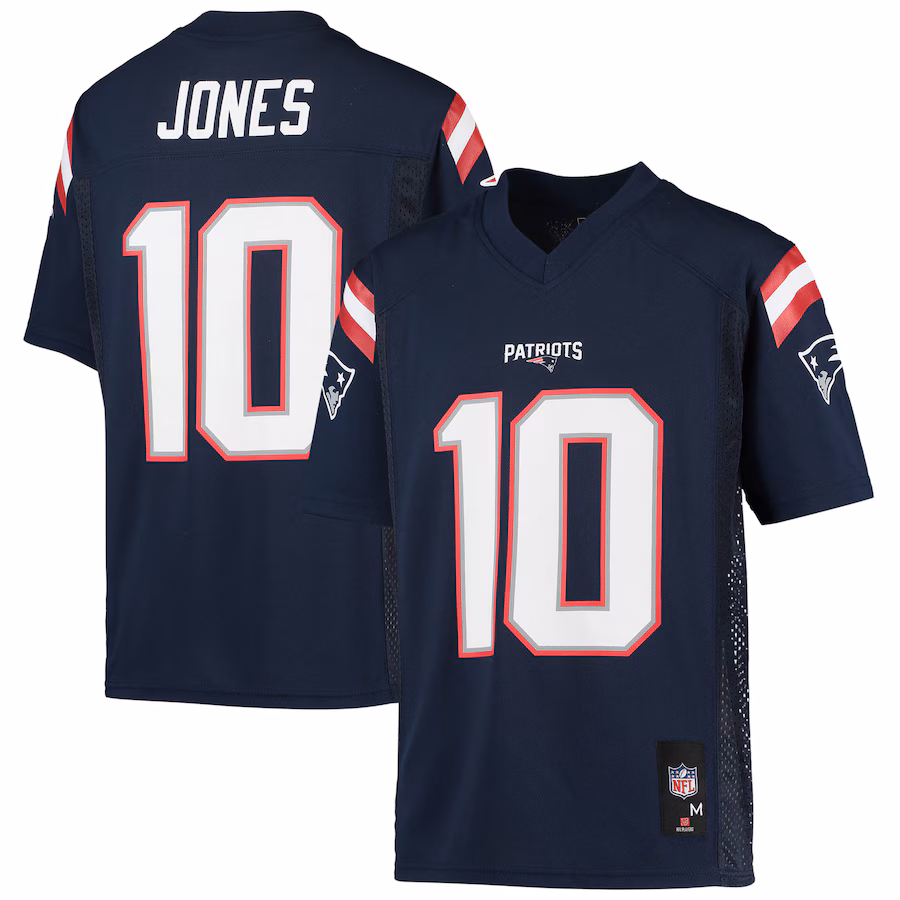 Youth New England Patriots Mac Jones Navy Replica Player Jersey - ujerseystore