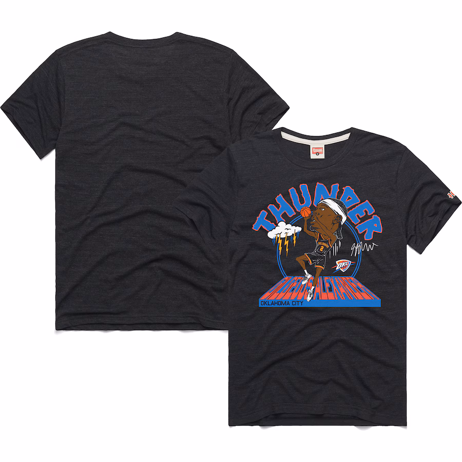 Unisex Oklahoma City Thunder Shai Gilgeous-Alexander Homage Charcoal 2024/25 City Edition Caricature Tri-Blend T-Shirt - ujerseystore