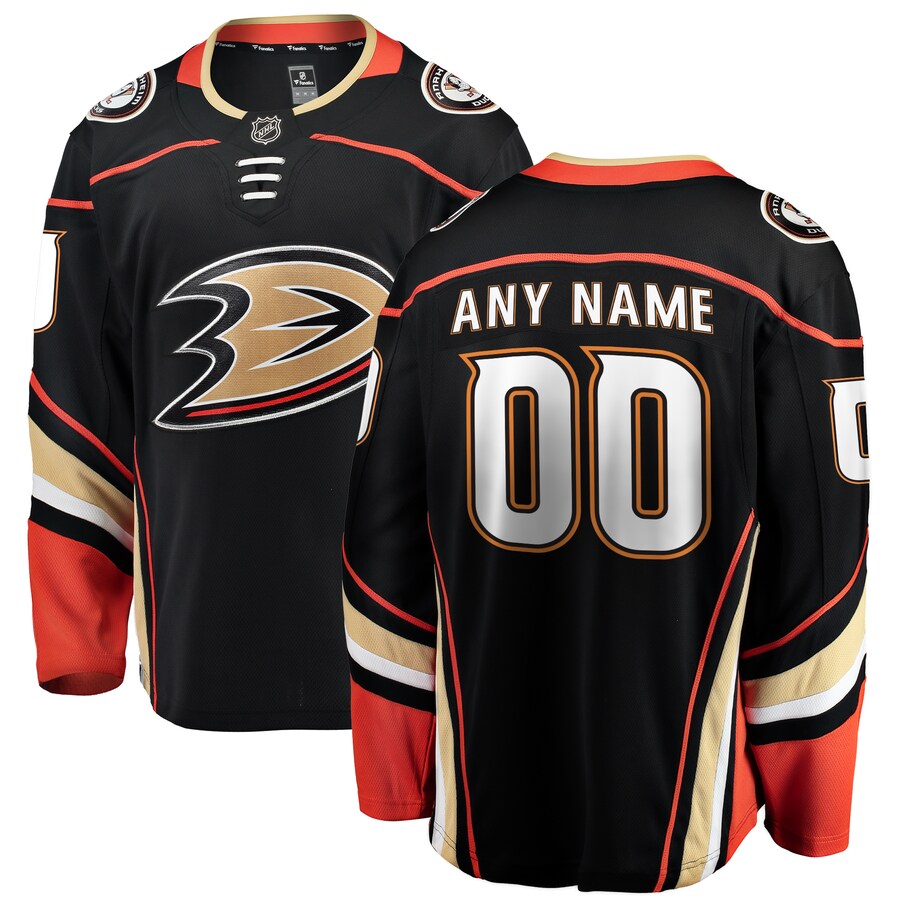 Men's Anaheim Ducks Fanatics Branded Black Home Breakaway Custom Jersey - ujerseystore