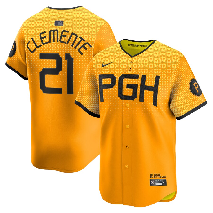 Men's Pittsburgh Pirates Roberto Clemente Nike Gold City Connect Limited Player Jersey - ujerseystore
