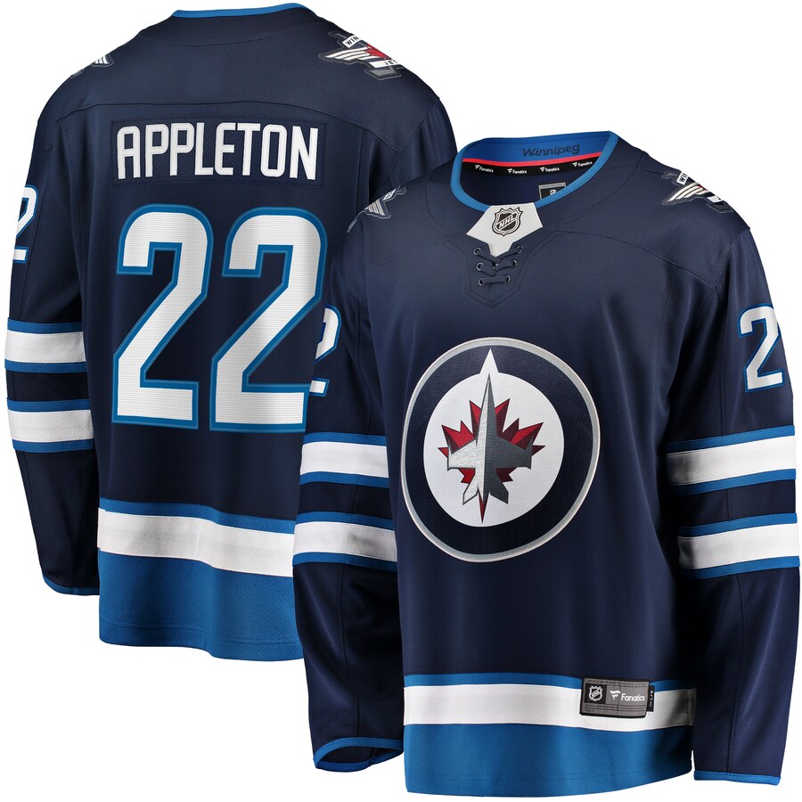 Men's Winnipeg Jets Mason Appleton Fanatics Branded Navy Home Breakaway Jersey - ujerseystore