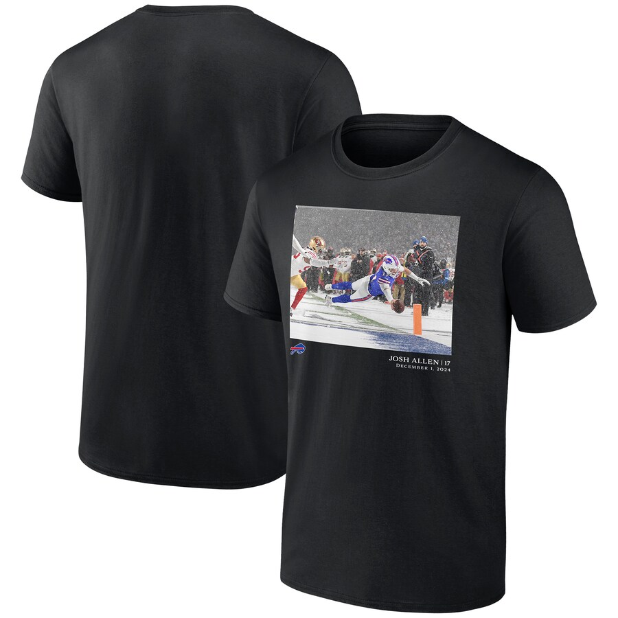 Men's Buffalo Bills Josh Allen Black NFL Flash Features Week 13 T-Shirt - ujerseystore