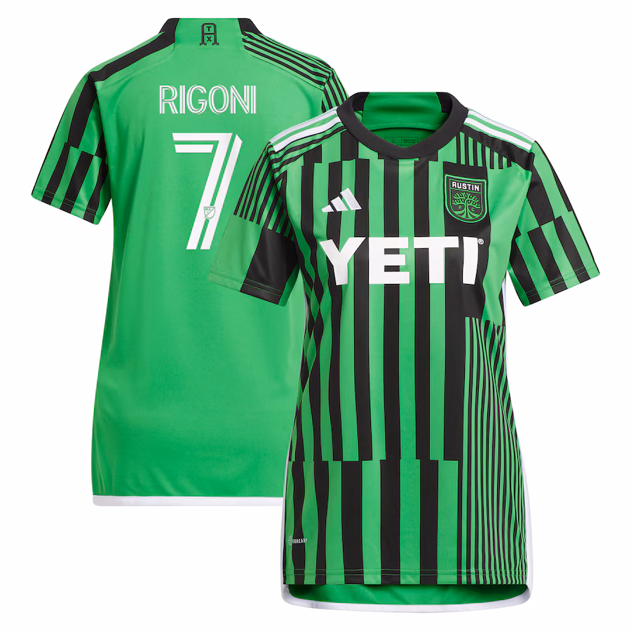 Women's Austin FC Emiliano Rigoni adidas Green 2023 Las Voces Kit Replica Jersey - ujerseystore
