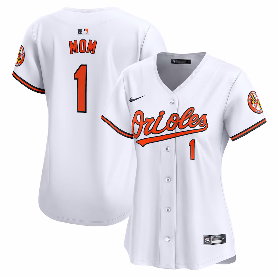Women's Baltimore Orioles Nike White #1 Mom Home Limited Jersey - ujerseystore