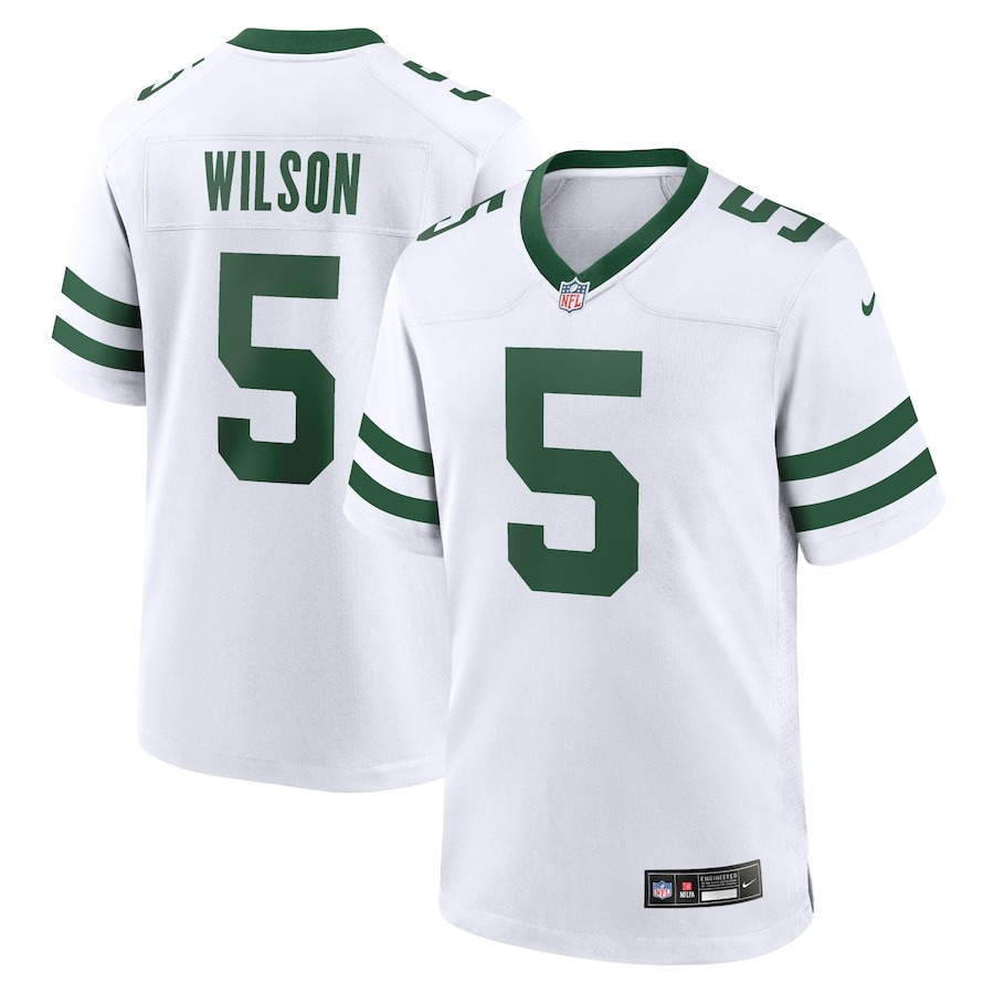 Men's New York Jets Garrett Wilson Nike Legacy White Game Jersey - ujerseystore