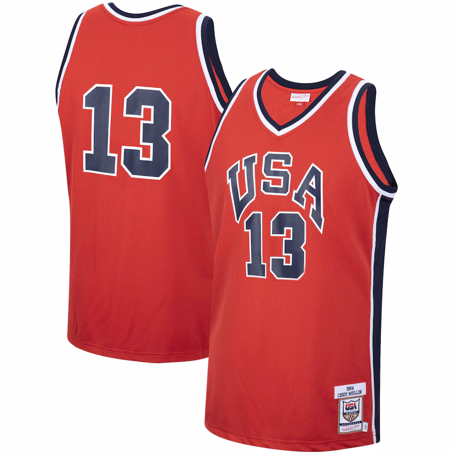 Men's USA Basketball Chris Mullin Mitchell & Ness Red 1984 Authentic Jersey - ujerseystore