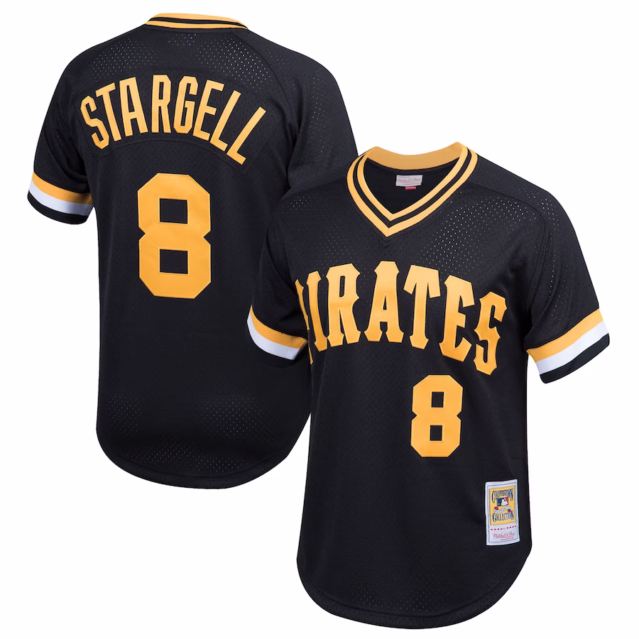 Youth Pittsburgh Pirates Willie Stargell Mitchell & Ness Black Cooperstown Collection Mesh Batting Practice Jersey - ujerseystore