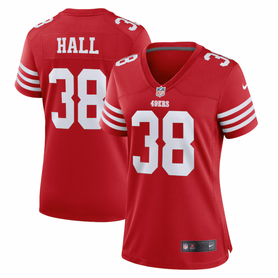 Women's San Francisco 49ers Kemon Hall Nike  Scarlet Team Game Jersey - ujerseystore