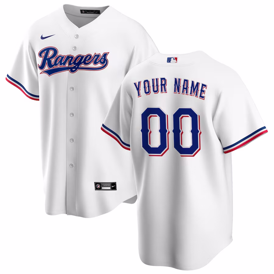 Men's Texas Rangers Nike White Home Replica Custom Jersey - ujerseystore