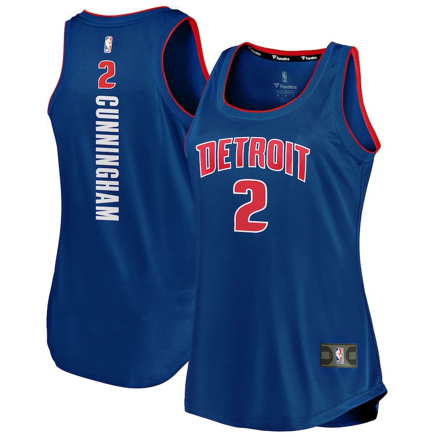 Women's Detroit Pistons Cade Cunningham Fanatics Blue Fast Break Tank Jersey - Icon Edition - ujerseystore