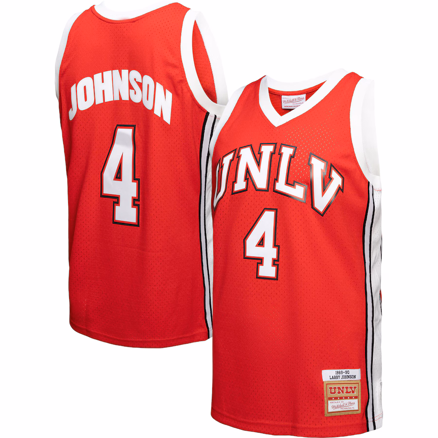 Men's Mitchell & Ness Larry Johnson Red UNLV Rebels 1989/90 Player Swingman Jersey - ujerseystore